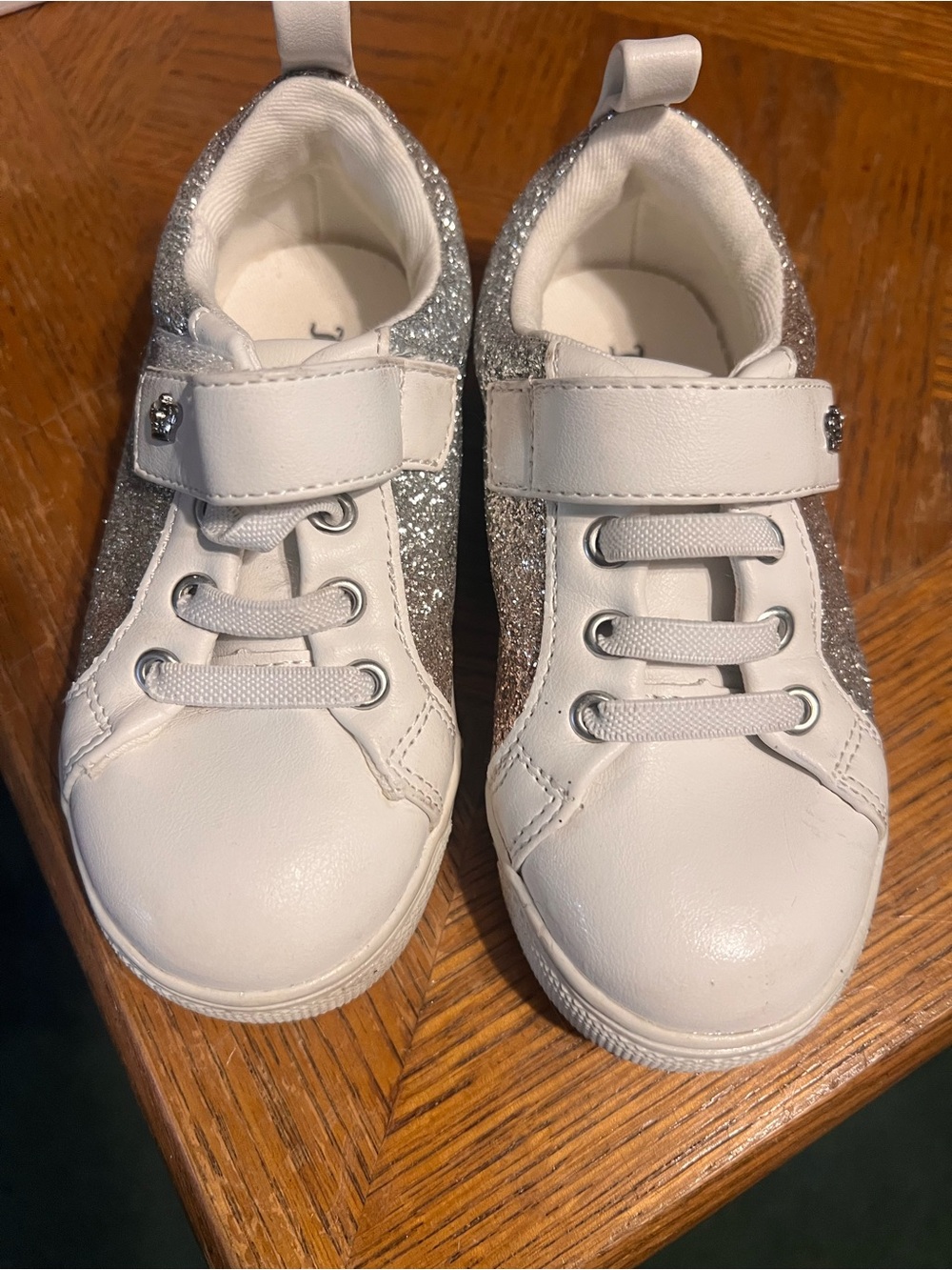 Juicy Couture White Sneakers with Silver Glitter Panels